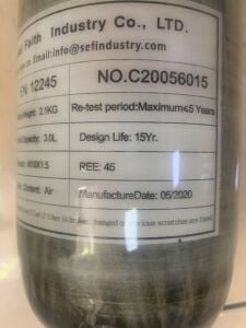 3 Litre 300 Bar Karbonfiber Scuba Tüp Sefıc