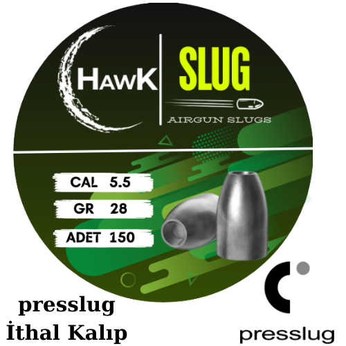 Hawk Slug 5.5 mm 28 Grain  Presslug İthal Kalıp