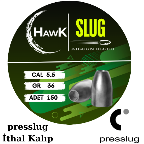 Hawk Slug 5.5 mm 36 Grain Presslug İthal Kalıp