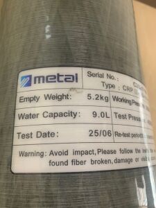 Metal Karbonfiber Scuba Tüp, 9 Litre 300 Bar