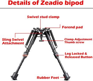 Zeadio uzatılabilir karbon Fiber taktik Bipod Sling Mount
